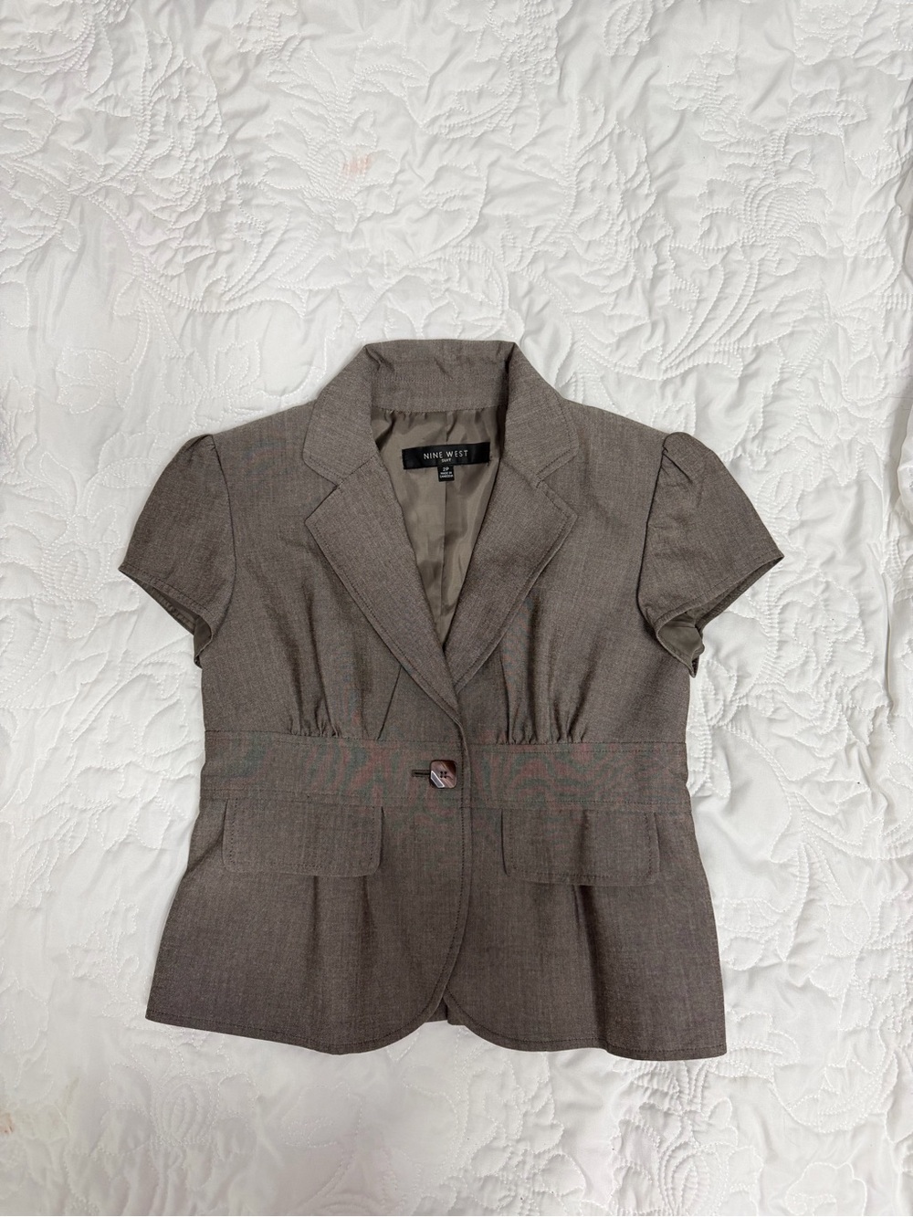 Nine West Women's Short Sleeve Grey Blazer